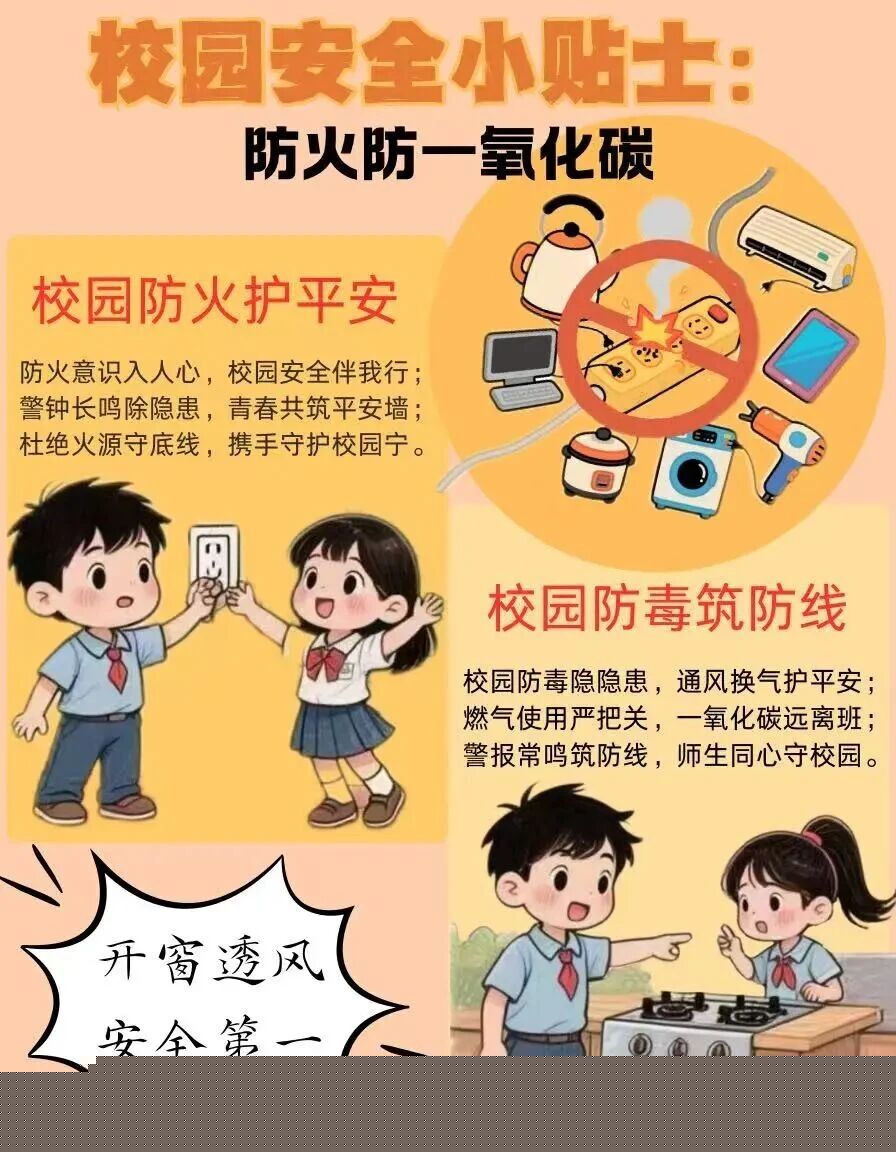 校园安全小贴士：防火防一氧化碳，这些细节要记牢！